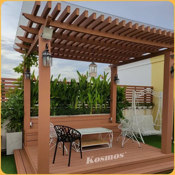 Lam Trụ Pergola Gỗ Nhựa Ngoài Trời Kosmos T150 x 150 Light Wood